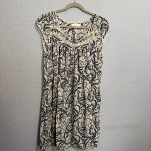 Eileen West Cottagecore Soft Cozy Blue White Paisley Nightgown M